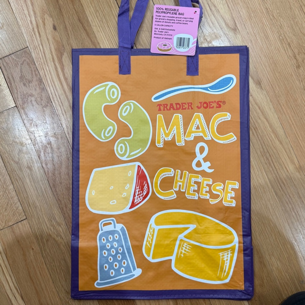 Trader Joe's Mac & Cheese PB&J Comfort Food Reusable Grocery Shopping Bag NWT